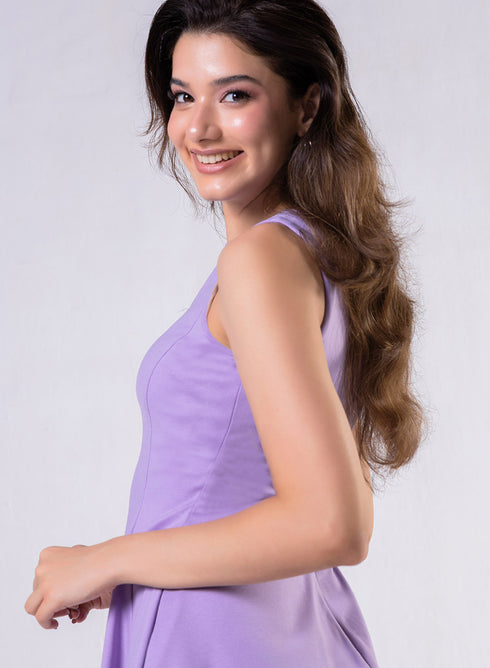 Short Lavender Ponte Mini Dress